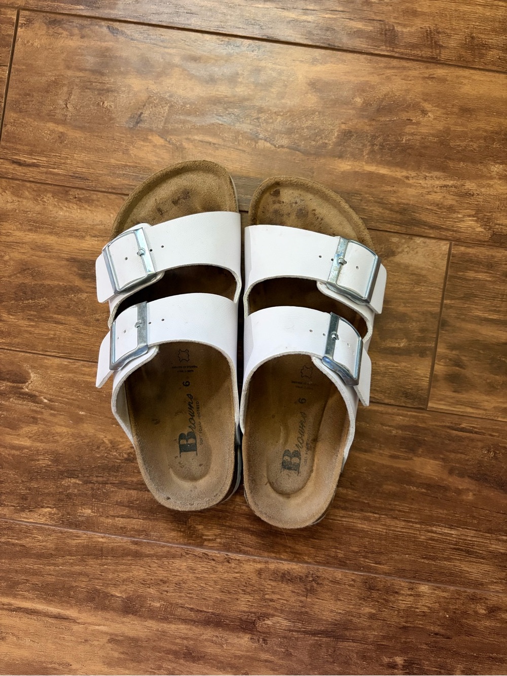 Women’s Double-Buckle Slide Sandals in White